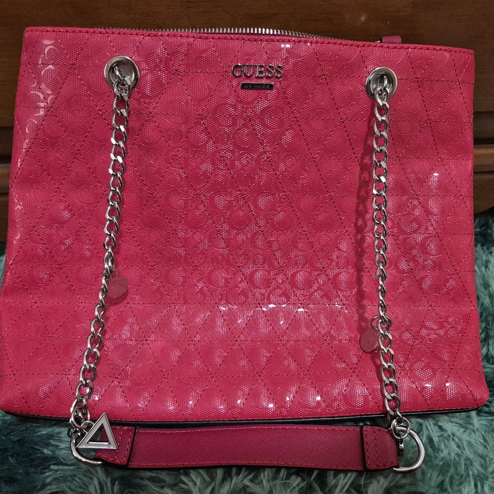 Guess Pink Tote with Chain Straps